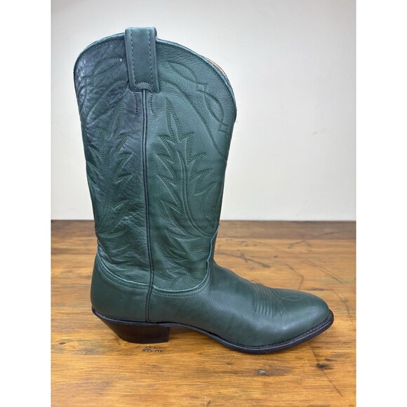 Rare Vintage Nocona Emerald Green Leather Cowboy Boots 9.5D Western Pull On USA main image 6